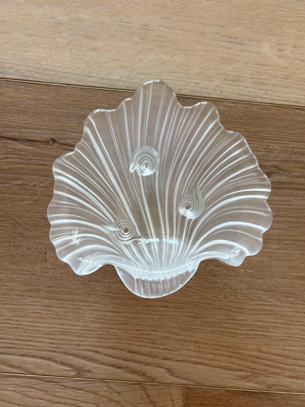 vintage walther glas mikasa seascape crystal shell bowl, 3 footed